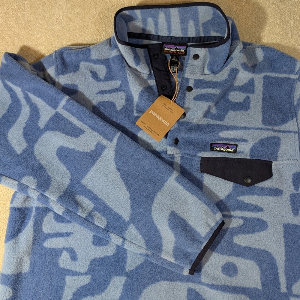 Patagonia Womens Lightweight Synchilla Snap-T Fleece Barnacle Blue XL 25455 NEW